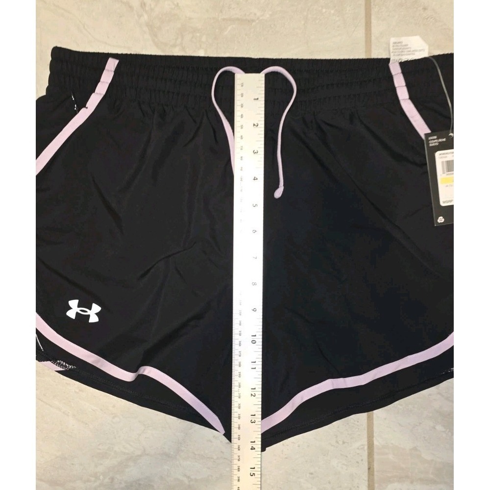 Under Armour Fly By 3" Shorts Womens Medium Black Pink Running Mesh Line NWT - Picture 5 of 6